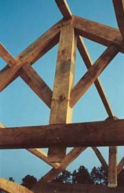 Timber frame house - king post truss